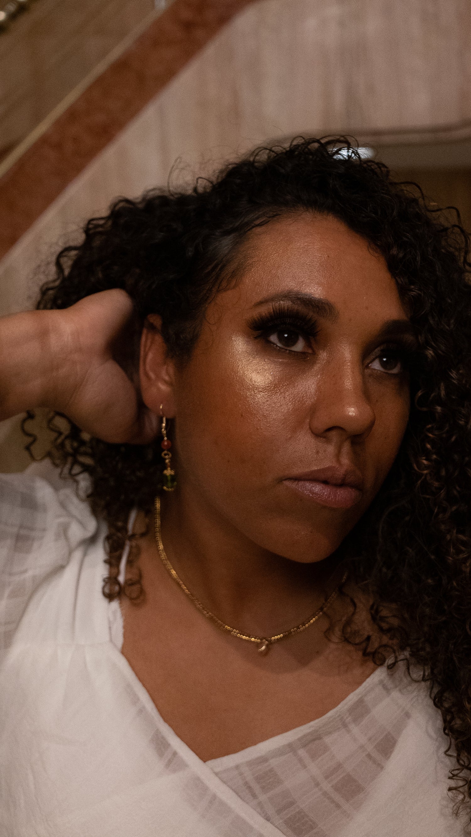 dangle earrings. gold jewelry. Andrea Race. Timeless Collection